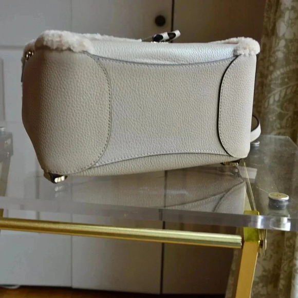 Kate Spade K9398 Leila Flap Backpack Fur Faux Shearling Light Sand - Picture 8 of 12